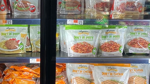 a display in a store filled with lots of food
