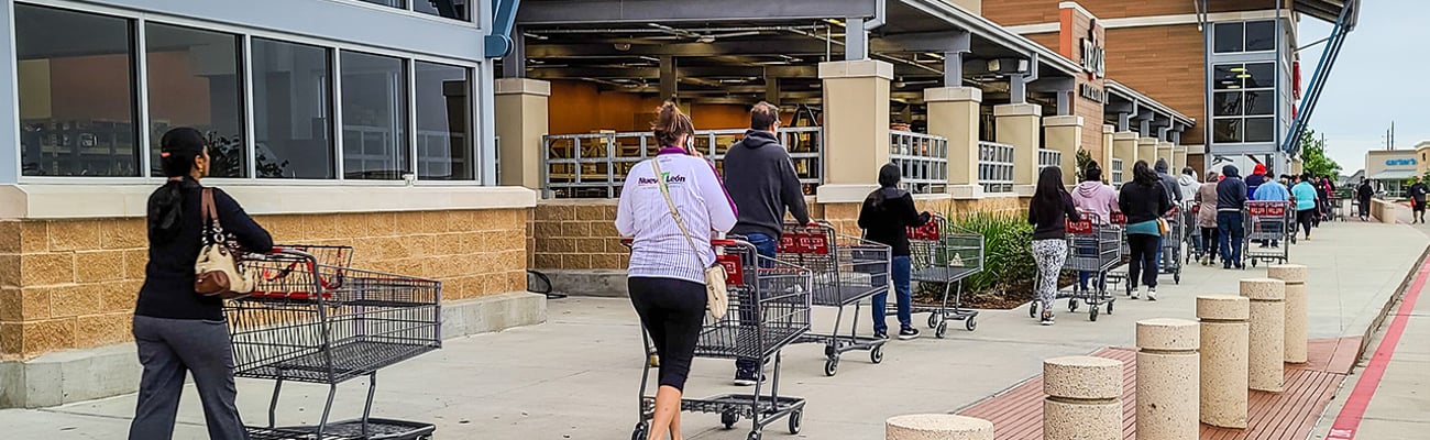 lined up shopping carts