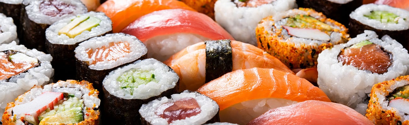 a close up of sushi