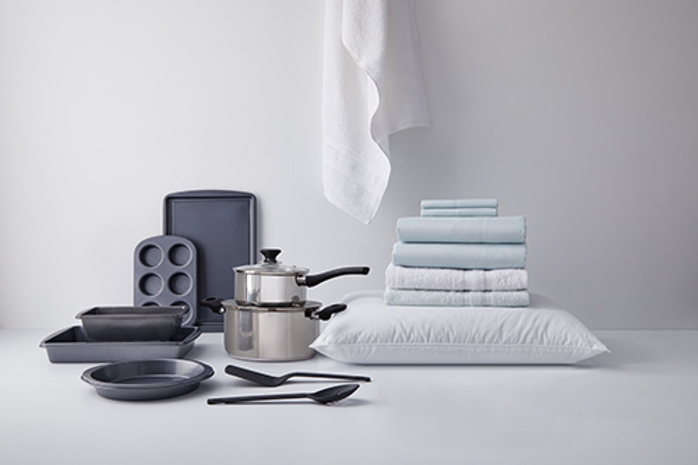 pans and towels