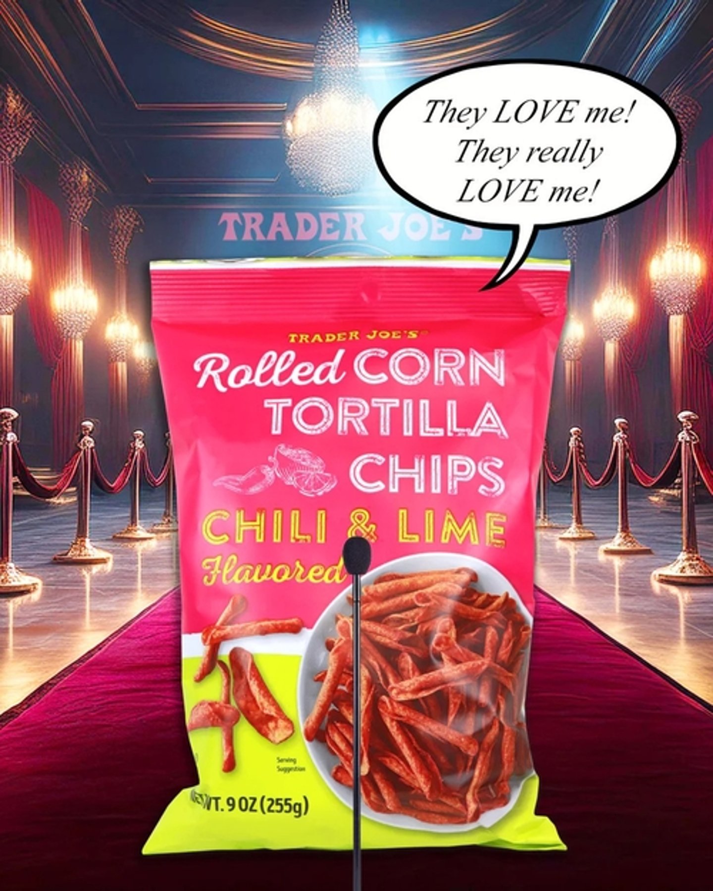 Trader Joe's Chili & Lime Flavored Rolled Corn Tortilla Chips.