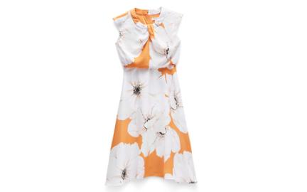 a floral-print dress