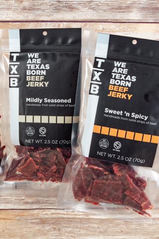 two beef jerky packages