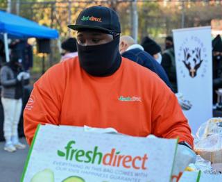 a man holding a sign