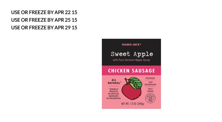 Trader Joe s recalls Sweet Apple Chicken Sausage | Store Brands